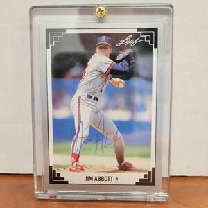 1991 Leaf Jim‎ Abbott autographed baseball card